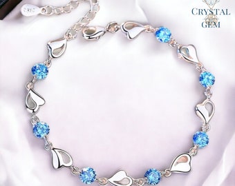Pulseira artesanal em prata de lei com zircônia, joia com pedra preciosa para cura.