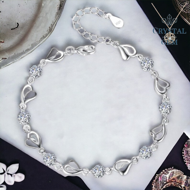 Sterling Silver Gemstone Bracelet, Silver Zirconia Bracelet, Powerful Healing Bracelet, Anxiety Bracelet, Spiritual Bracelet, Friend Gift Silver