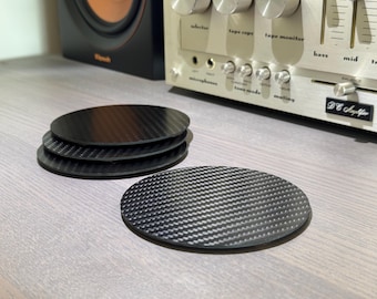 4x Large Carbon Fiber Coaster Set Large for drink bottle glass beer pad coffee kitchen office garage man cave bar table