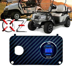 USB 充電状態メーター 36V カーボンファイバー ゴルフカート キースイッチプレート Ezgo TxT PDS 電気 36v 48v 用