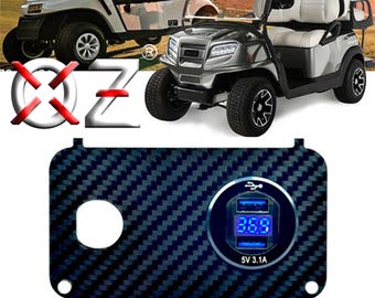 USB State of Charge Meter 36V Carbon Fiber Golf Cart Key Switch Plate for Ezgo TxT PDS Electric 36v 48v