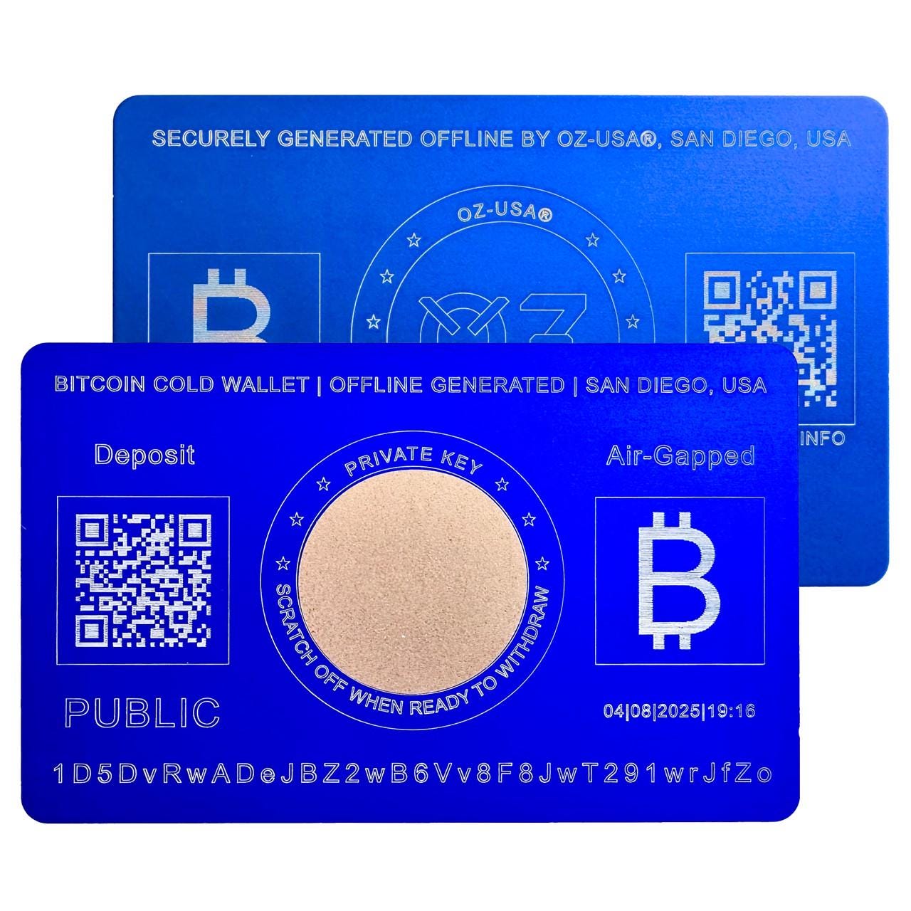 OZ-USA Bitcoin Cold Wallet Card, Gift Card Air Gapped Offline Crypto Metal  Storage USA Blue - Etsy