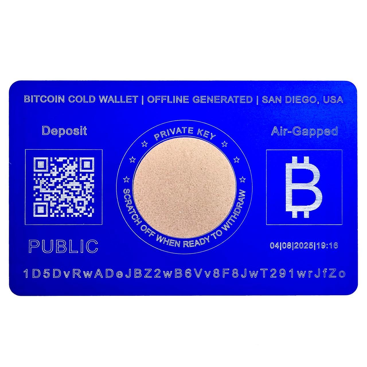 OZ-USA Bitcoin Cold Wallet Card, Gift Card Air Gapped Offline Crypto Metal  Storage USA Blue - Etsy