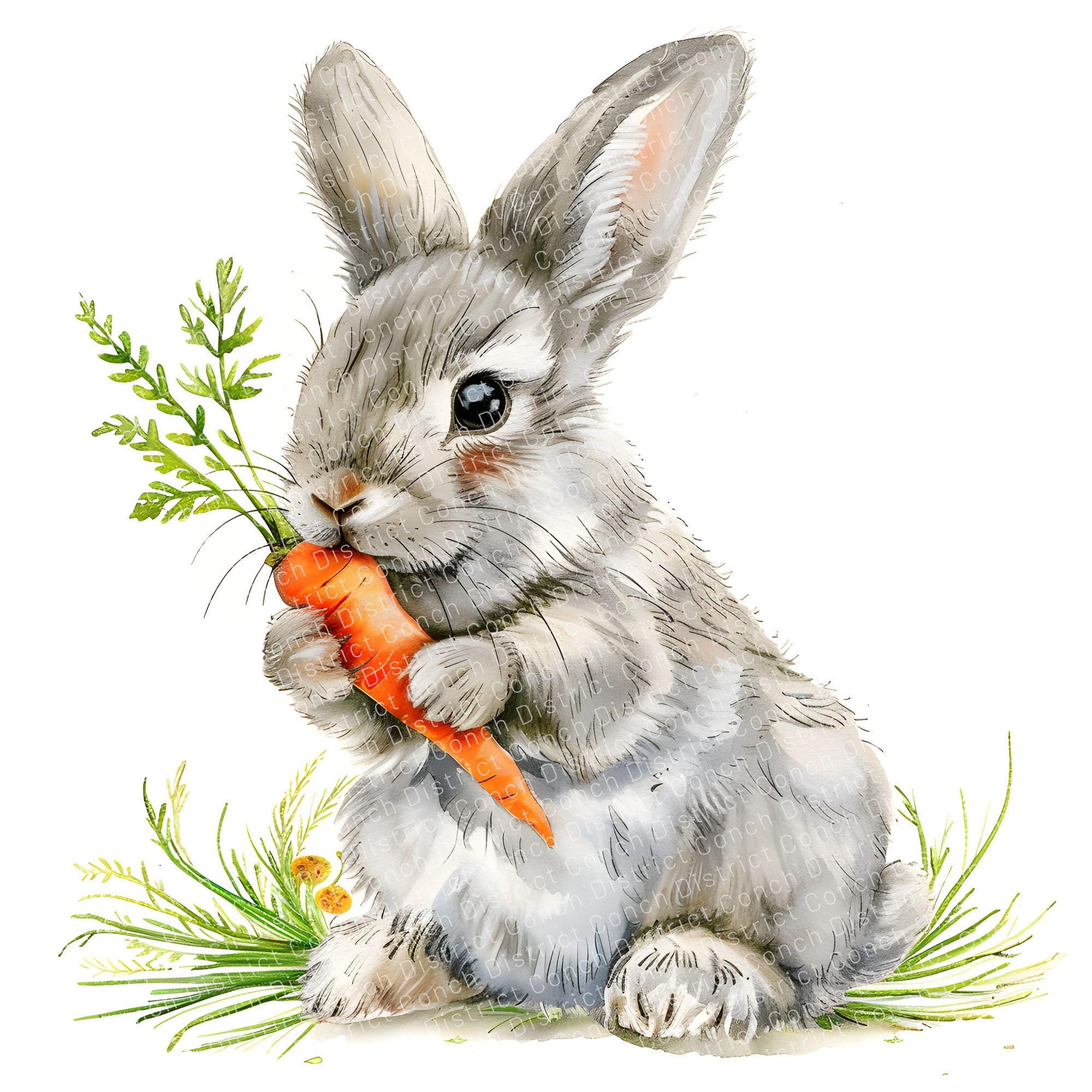 Set of 3 Easter Bunny Graphics DIGITAL DOWNLOAD Bunny Clipart Cute ...