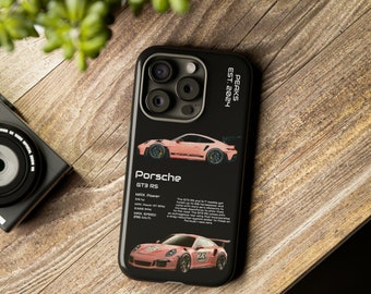 Coque de portable rose pour Porsche GT3 RS - Cadeau pour passionné d'automobile