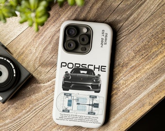 Coque de portable noire pour Porsche GT3 RS - Cadeau pour passionné de voiture