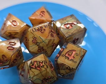 Austria Map Dice Set (1950s) Handmade for D&D, Pathfinder, and other TTRPGs