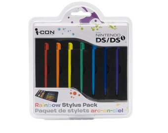 Nintendo DS/DSi Rainbow Stylus Pack & Travel Game Case I-CON Hold's 9 -NEW