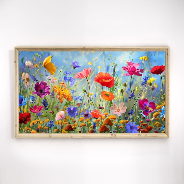 Spring Decor Summer Decor Spring Wildflowers Frame TV Art Wildflower Frame TV Art Digital Download Frame TV Art Bright Flowers Tv Art