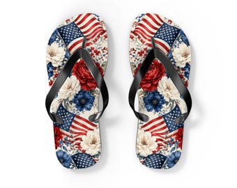 Teenslippers met Amerikaanse vlag | Patriottische rood-witblauwe sandalen