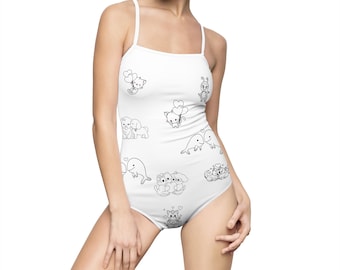 Kawaii Animal Pattern Swimsuit | One-piece Swimsuit