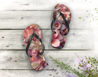 Floral Print Flip Flops: Beach Pool Summer Sandals