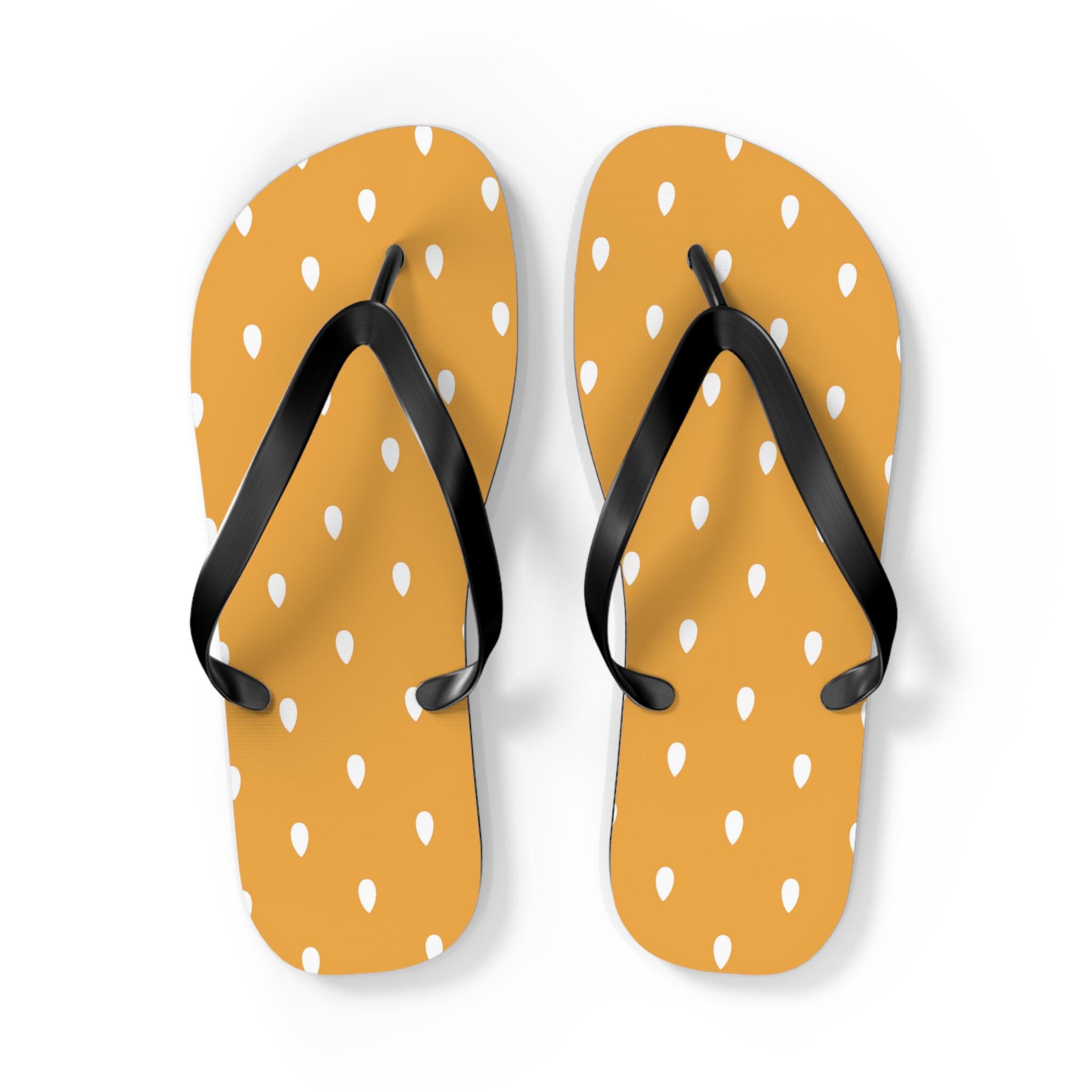Yellow Polka Dot Flip Flops | Summer Beach Sandals - Etsy