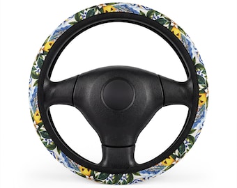 Halloween Steering Wheel Cover, Spooky Lemon Car Decor, Mediterranean Citrus Car Accessory, Amalfi Coast Auto Decor, Halloween Gift