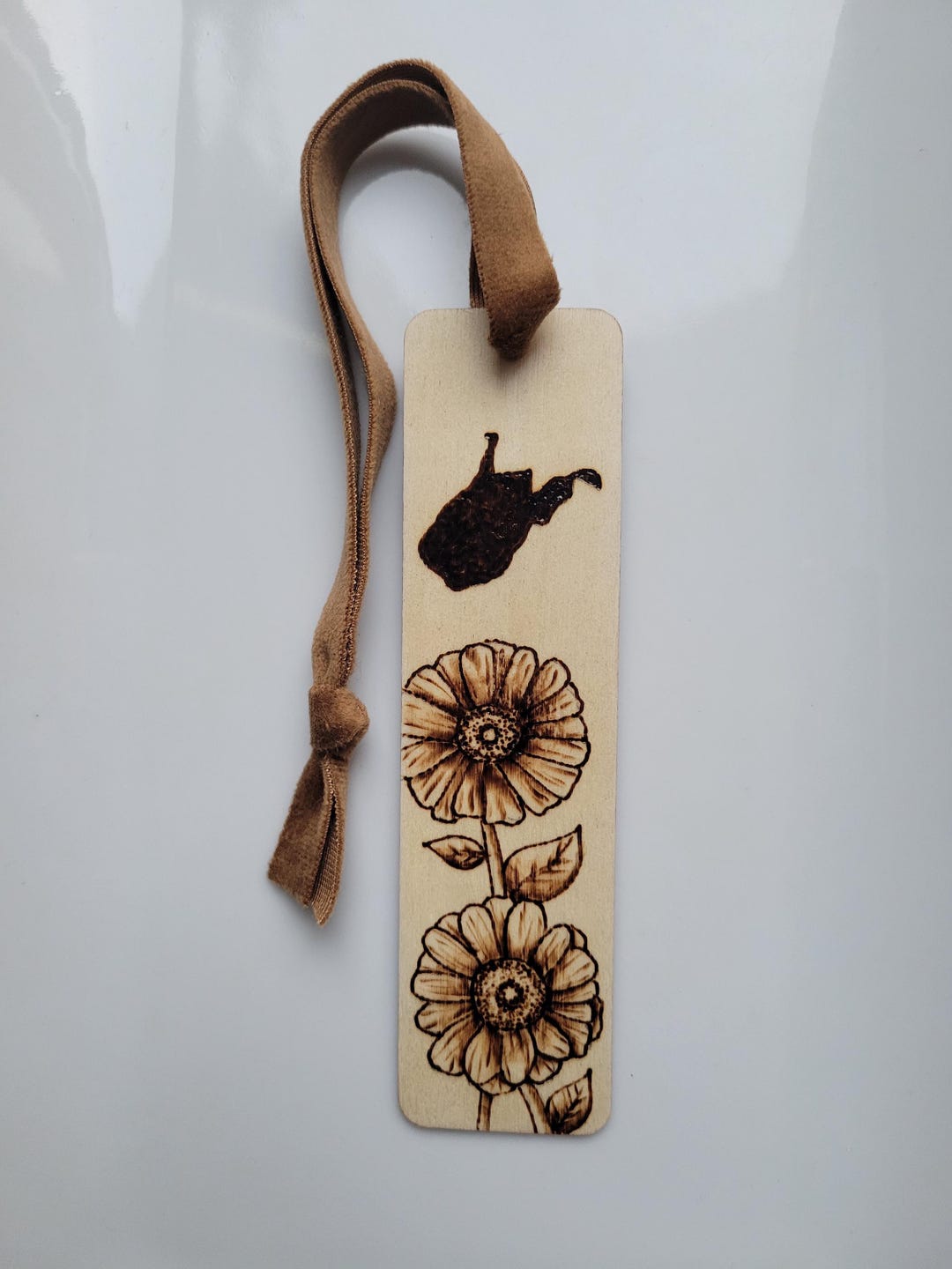 Handmade, Wood Burn, Pyrography Bookmark With WV West Virginia Dahlias ...