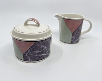 Mikasa Intaglio Piazza Creamer and Sugar Bowl with Lid CAC27