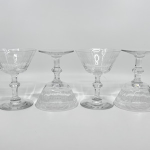 Vintage Fostoria Monroe Champagne Coupe Glasses - Etched Ribbon Design, Set of 6
