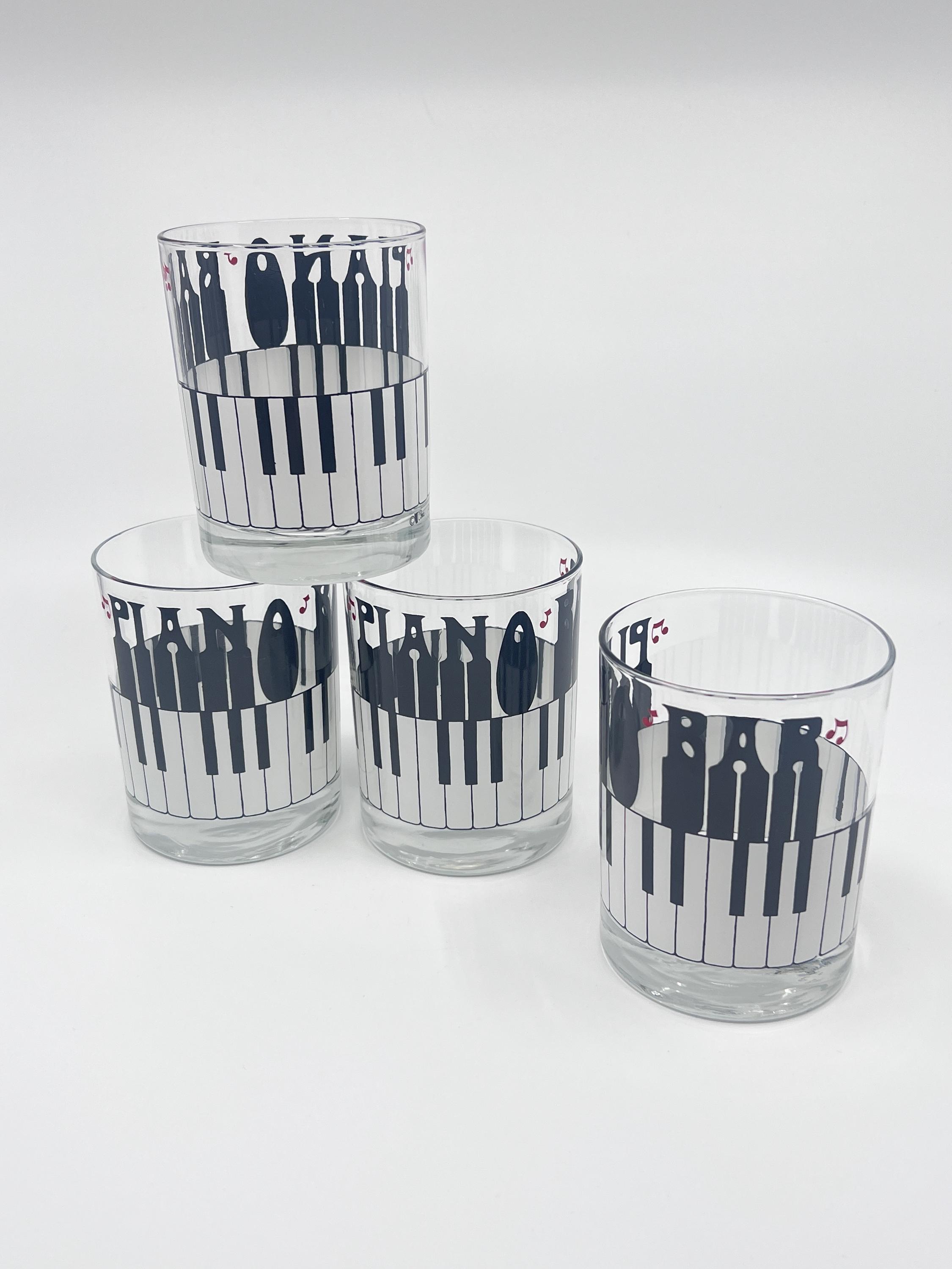 Vintage Old Fashioned  Piano Bar/ Cera Cocktail Low Ball Glasses / MCM Rocks 12oz Glasses