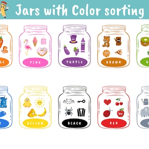 Color Sorting Game: Preschool Learning Activity (Digital Download, PDF)