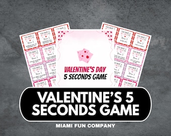 Juego imprimible de 5 segundos para San Valentín: actividad divertida para fiestas infantiles y adultas.