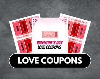 Cupones de San Valentín imprimibles: un libro de cupones de amor romántico para regalarle a él o a ella.