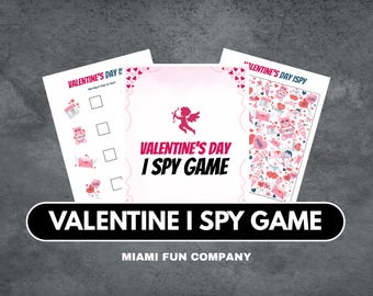 Juego imprimible "Veo veo" de San Valentín: divertida actividad para colorear para fiestas infantiles y preescolares.