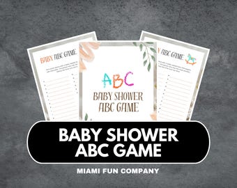 Juego imprimible del alfabeto para baby shower: actividad divertida del alfabeto