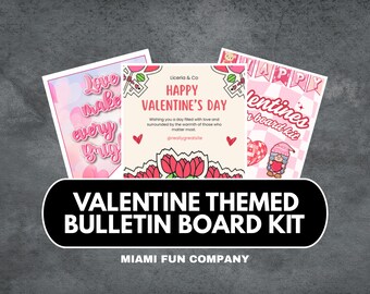 Kit de tablón de anuncios de San Valentín para decorar el aula y colocarlo en la puerta en febrero: descarga digital para profesores.