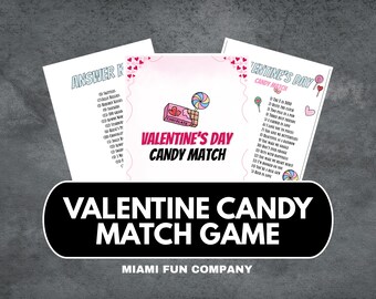 Juego imprimible de combinación de dulces de San Valentín: actividad divertida para fiestas infantiles, aulas y adultos.