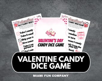 Juego de dados de San Valentín imprimible: divertida actividad con dulces para niños, aulas o fiestas familiares.