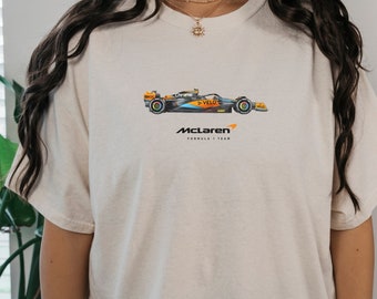 Mclaren Unisex Gildan 5000 Tshirt Formula One F1 Tee Gift of Lando Norris and Oscar Piastri Racing Shirt Inspired Aesthetic Racing Clothing
