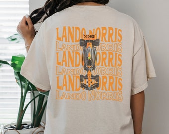 Lando Norris Formula One Tshirt Gildan 5000 Unisex F1 Tee Gift Mclaren Lando LN4 f1 driver Shirt Inspired and Aesthetic Racing Clothing