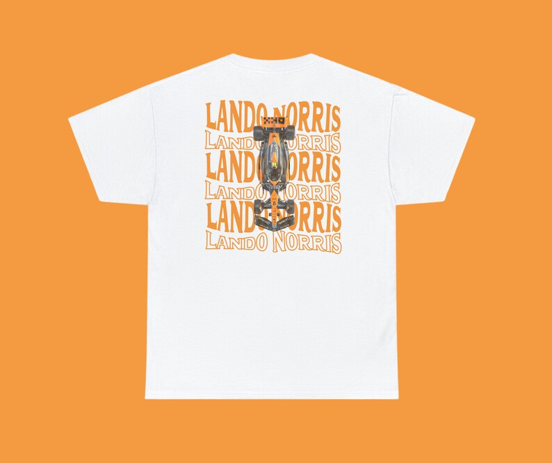 T-shirt Officiel McLaren F1 Team 2025 - Lando Norris LN4, Blanc Aigrette, Logo Orange, 100% Coton