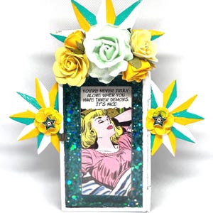 Inner Demons Pop Art Nicho Shadowbox Shrine, Pop Art, Mexican Folk Art, Gift for Her, Funny Gift, Altar, Nicho