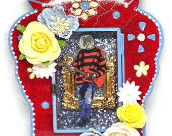 Kurt Cobain Nicho Shadowbox Shrine, 90s, Nirvana, Grunge Music, Mexican Folk Art, 90s Rock, Music Lover Gift, Nirvana Fan Gift, Maximalist