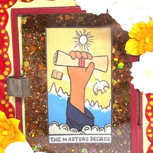 Tarotkaart The Master's Degree Nicho Shadowbox Shrine, cadeau voor haar, Mexicaanse volkskunst, vriend cadeau, paranormaal cadeau, cadeau afgestudeerd, meesters