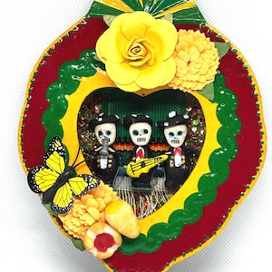 Dia de los Muertos Mariachi Band Nicho Shadowbox Shrine, Day of the Dead, Calavera, Altar, Retablo, Ofrenda