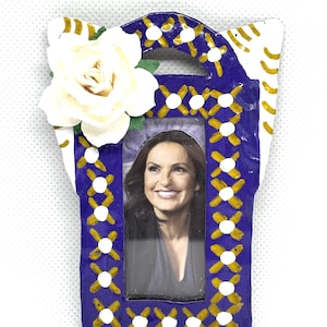 Olivia Benson Mariska Hargitay Law & Order SVU MINI Nicho with Magnet Shadowbox Shrine, Mexican Folk Art, Pop Culture, Celebrity, Maximalist