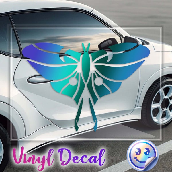 Luna Moth Silhouette Waterproof Vinyl Decal for Cars, Laptops, and More