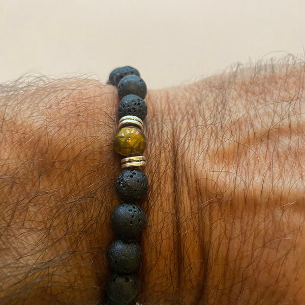 Tigers eye lava  stone bracelet