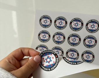 100% Sales Donated, Pro-Palestine This Product Supports Gen*cide sticker sheet - 24 paper stickers, ready to stick