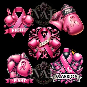 Fondo transparente de concientización sobre el cáncer de mama / Guantes de boxeo / Guerrero Png / Sobreviviente / rosa / Luchador / Fuerte / 2024 / Octubre / Fuertes juntos /
