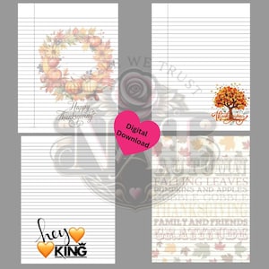 Acción de gracias / Amor / Paquete de papel para escribir / 4 diseños de otoño / Descarga instantánea / PrisonWife / Papel / Papelería / Relación a larga distancia /