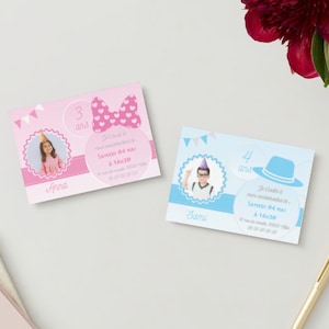 Carte invitation personnalisée Minnie - Mickey
