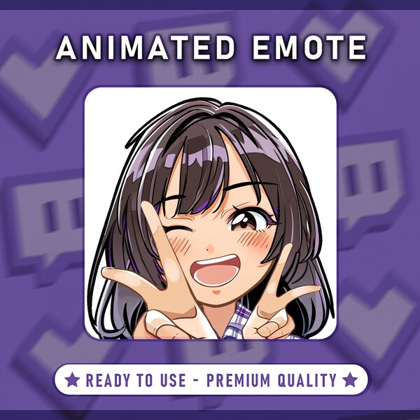 HEY GIRL ANIMATED Twitch Emote - Friendly Wink and Peace Sign for Interactive Streams