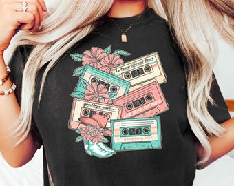 90's Rock Cassette Shirt Gift For Music Lover, Vintage Music Band Sweatshirt, Retro Cassette Tapes T-Shirt, Old School Music Band Clothing