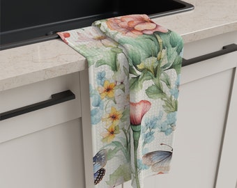 Spring, Floral Tea Towel, Kitchen Towel, Spring Kitchen Towel