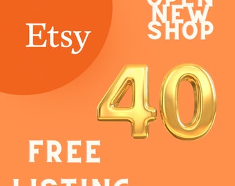 Get 40 free Etsy listings and save 8 USD. Click the link in the description