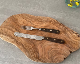 Wooden Handle Kitchen Knife and Fork Set  - Vintage