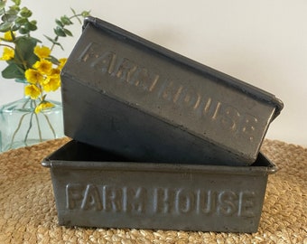 Rare antique vintage farmhouse loaf tin, 1900s vintage bread tin